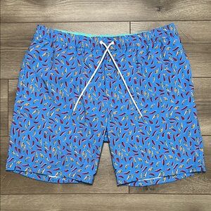 NWOT Bonobos‎ Riviera 9” Lined Swim Trunks Blue Pepper Print Size Large